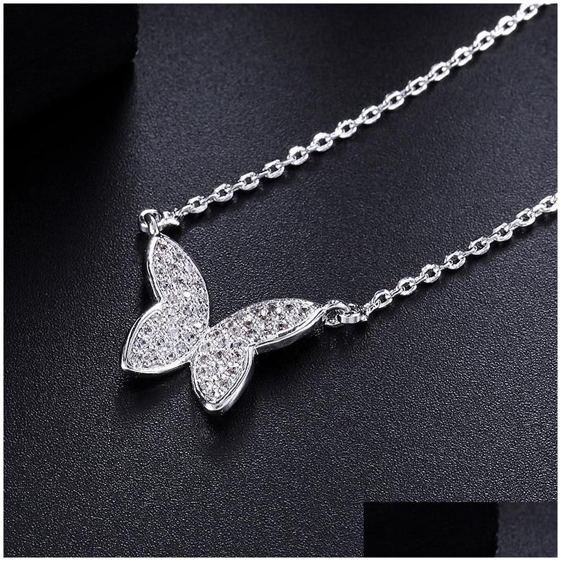 pendant necklaces yanmei butterfly for women cubic zirconia cute insect fashion vintage necklace jewelry ymd1280