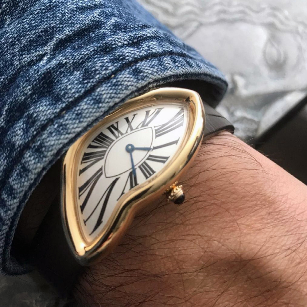 

Wristwatches Men Women Sapphire Crystal Quartz Watch Original Surrealism Art Design Wristwatch Waterproof Stainless Steel Irregular Shape 230519, 999 silver plated