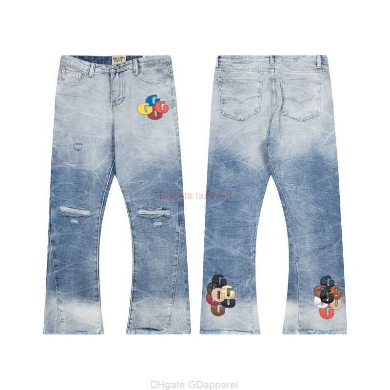 

Fashion Designer Clothing Galleries Denim Pants High Edition Galleryes Depts High Street Net Red Same Style Men's Women Water Washing Trousers Fashion Jeans for sale, Blue
