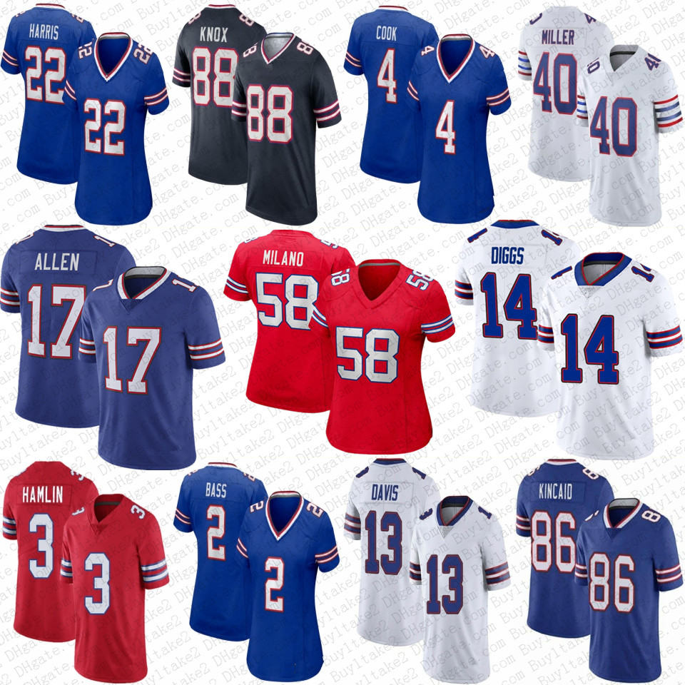 

17 Josh Allen Stefon Diggs Von Miller Custom Football Dalton Kincaid Dawson Knox Buffalos Poyer bIlles Jersey Micah Hyde Damien Harris Kaiir Elam Gregory Rousseau, Women