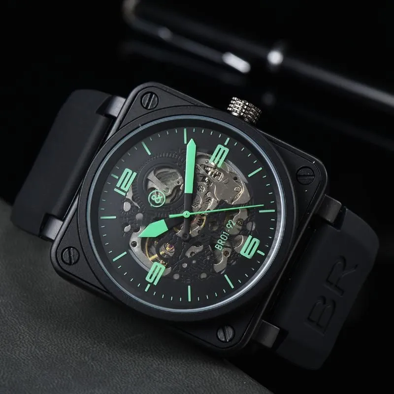 

2023 Wristwatches Men Automatic Mechanical Watch Bell Brown Leather Black Rubber Ross Wristwatches Multifunction Six Stitches vv09, 02