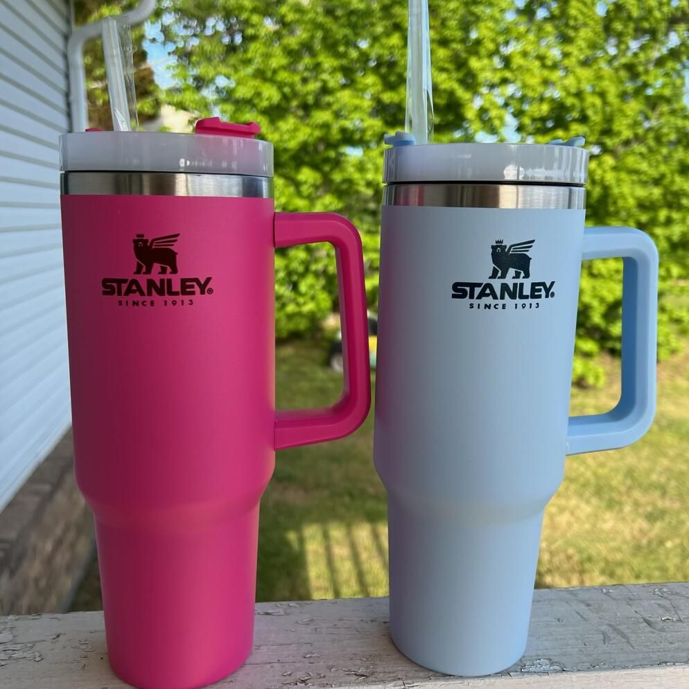 

Ready To Ship Stanley 40oz Hot Pink Tumblers Cups StenIey Mugs With Handle Insulated Tumblers Lids Straw Stainless Steel Coffee Thermos Cup With logo 5544, Multi-color