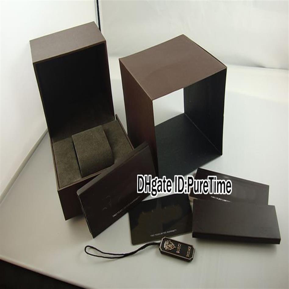 Hight Quality New Brown Watch Box Whole Original Mens Womens Watch Box With Certificate Card Gift Paper Bag gcBox Cheap Pureti296T
