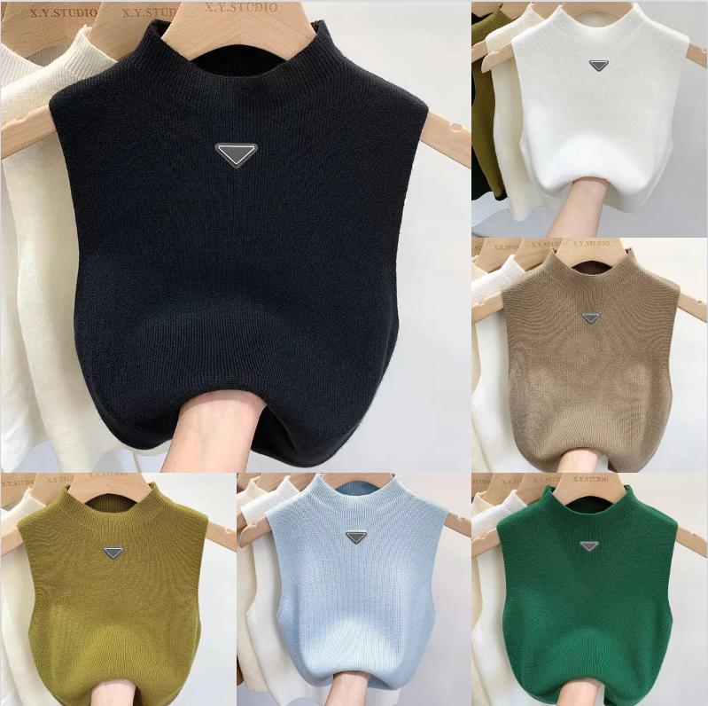 Designer pra vest prada sweater Women prads vests Sweaters spring fall loose Letter round neck pullover knit waistcoats sleeveless top waistcoat