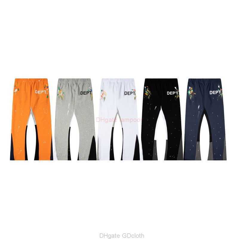 

Designer Clothing Galleries Pant Galleryes Depts Handpainted Speckled Patchwork Drawstring Pants Mens High Street Guards Loose Slightly Flared Casual Trousers, White