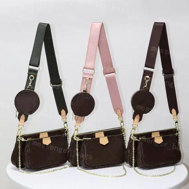 

designer wallets purses women men Luxury purses designer woman handbag 3 pieces Pochette Adjustable Shoulder Straps wallet purse cardholder, Rose