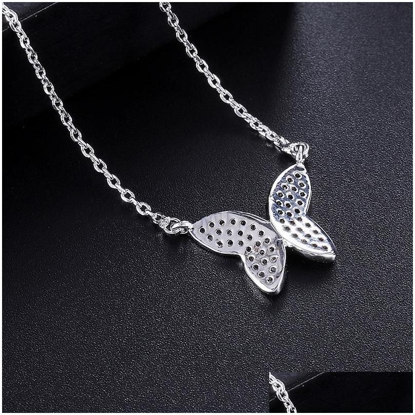 pendant necklaces yanmei butterfly for women cubic zirconia cute insect fashion vintage necklace jewelry ymd1280