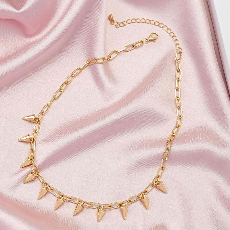 

Chains Exaggerated Personality Punk Studded Necklace Vintage Alloy Cone Pendant Collarbone Chain