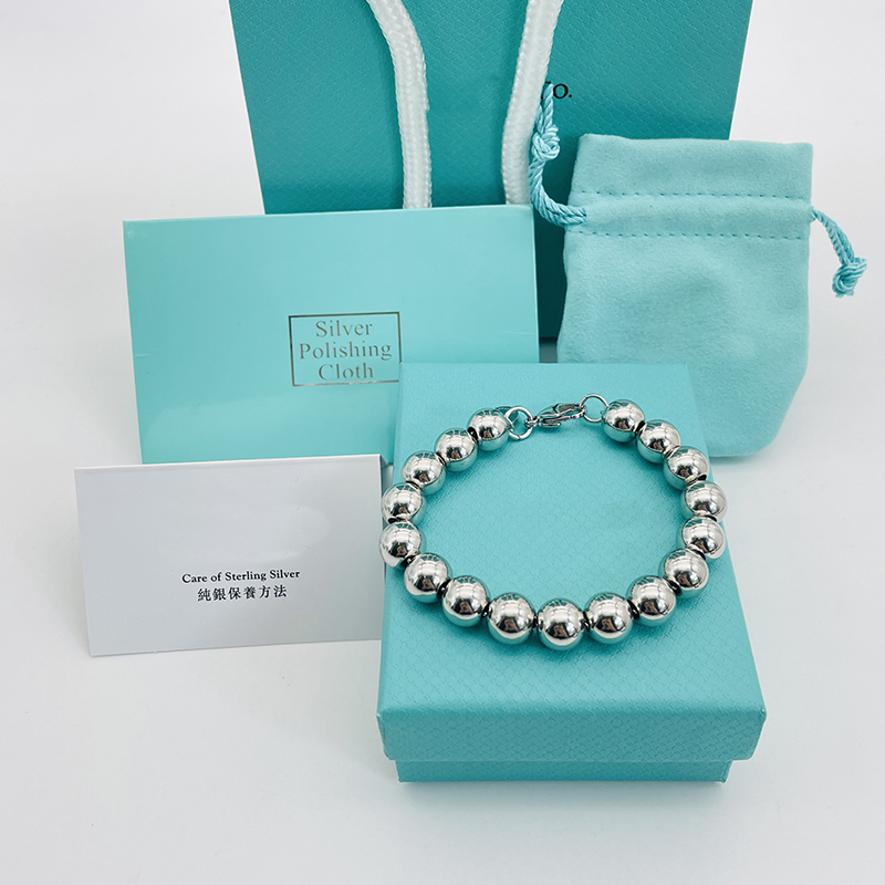 

Luxury Designer 10mm Beaded Chain Bracelets Women Strands Stainless Steel Couple Jewelry Gifts for Accessories