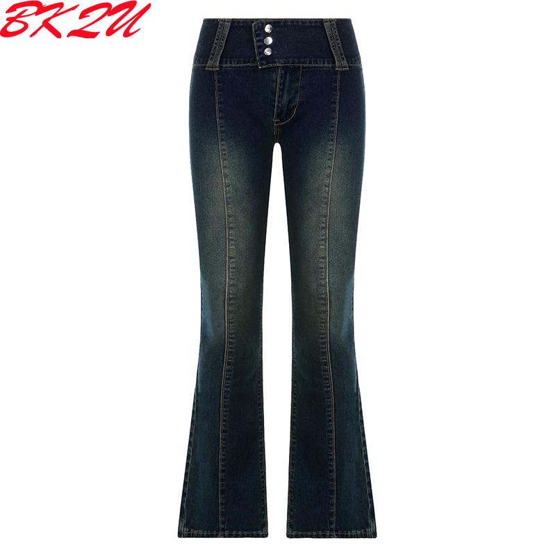

Jeans 2023 y2k denim high rise waist pant flare trend trouser jean spring for female lady e girl women korean fashion vintage yk2 90s, Deep blue