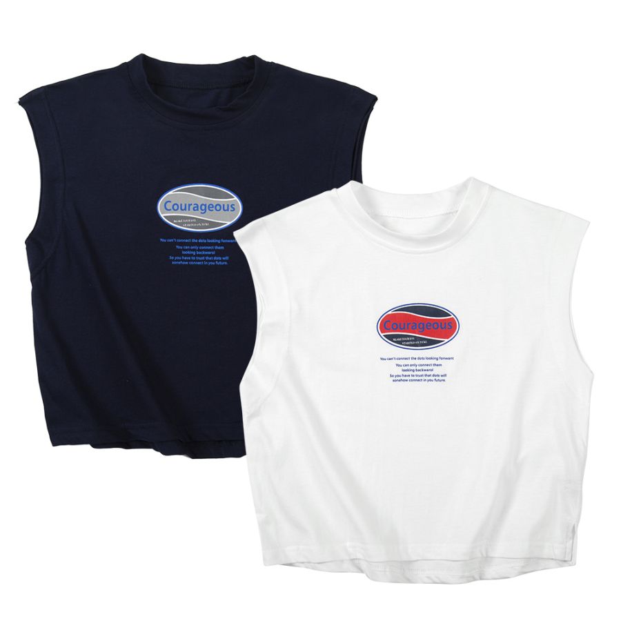 

Summer New High Quality Children's Wear T-shirt Sleeveless Round Neck Boys' Clothing Dark Blue and White Outdoor Casual Fashion High Quality Baby 2 to 14 Years Old