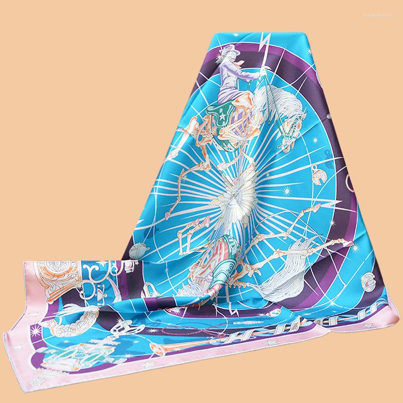 

Scarves HuaJun 2 Store|| Gaoguizi "Chorus Stellarum" 90 Silk Square Scarf With Twill Spray Painting Process And Hand Sewn Edges