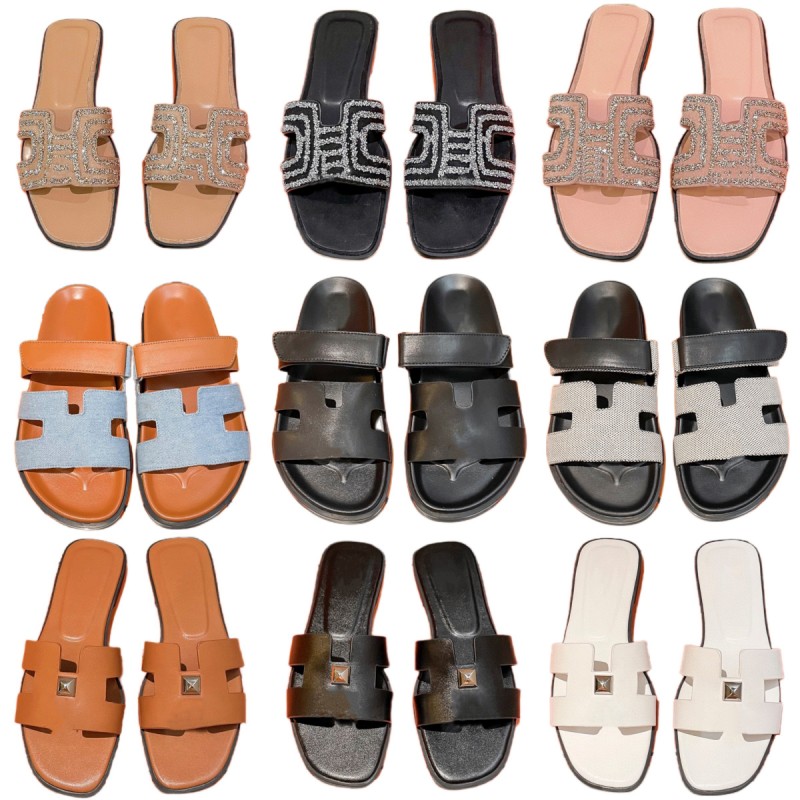 New designer slippers genuine leather designer shoes hoop&loop beach shoes fashion women sandals letter brand casual shoes open toe flat heel sho-image-866812050