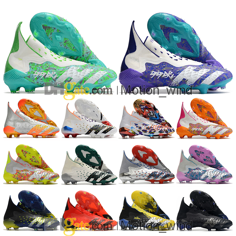 

Gift Bag Mens High Ankle Football Boots Predator Freak FG Firm Ground Cleats Predator X Pogba Laceless Soccer Shoes Top Outdoor Trainers Botas De Futbol, Color 5
