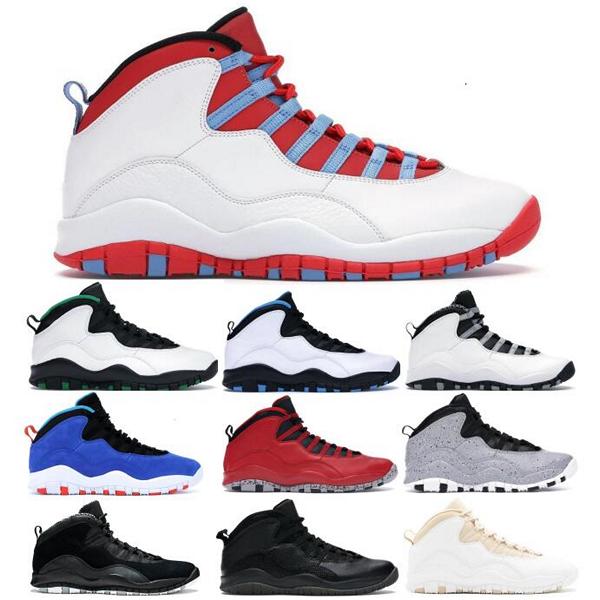 

Men Basketball Shoes Jumpman 10 10s Chicago Flag Seattle Powder Steel Tinker Light Smoke Grey Red 2023 Luxurys Trainers Sneakers, Dark grey