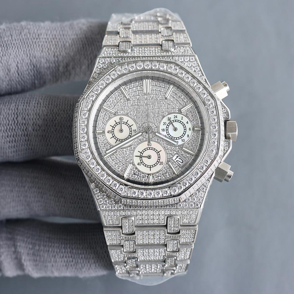 Montre De Luxe en diamant pour hommes, mouvement à Quartz, saphir, étanche, mode décontractée, Business, 42mm