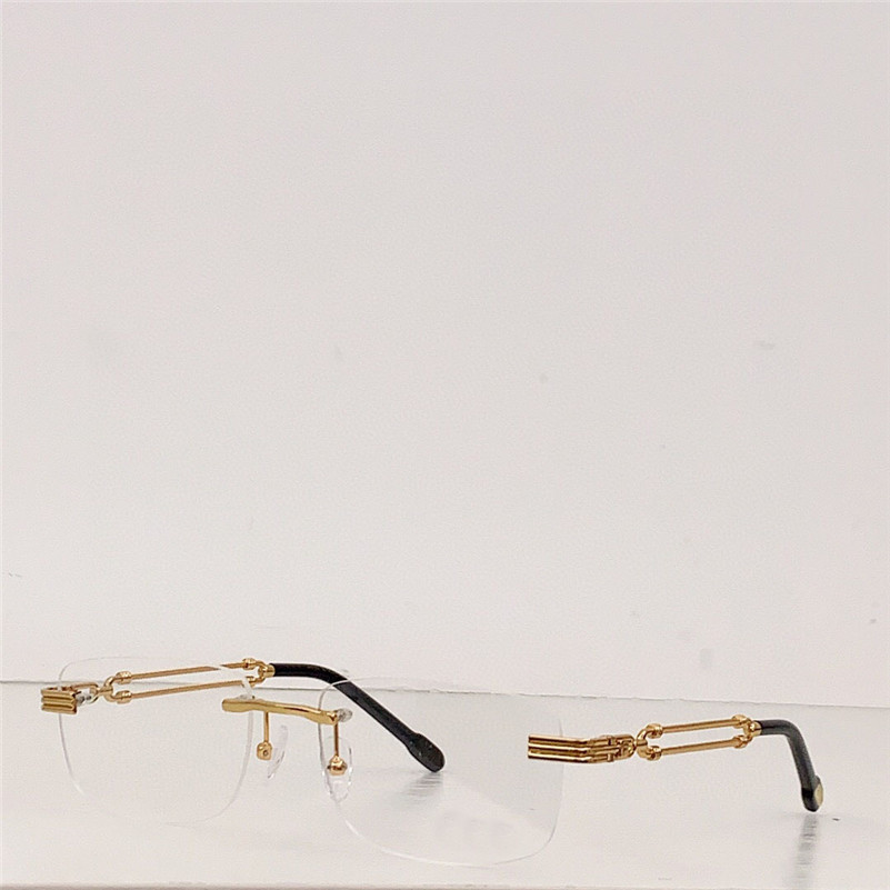 

New fashion design optical glasses 50123U rimless frame square transparent lens metal temples versatile business style popular hot sell wholesale eyewear