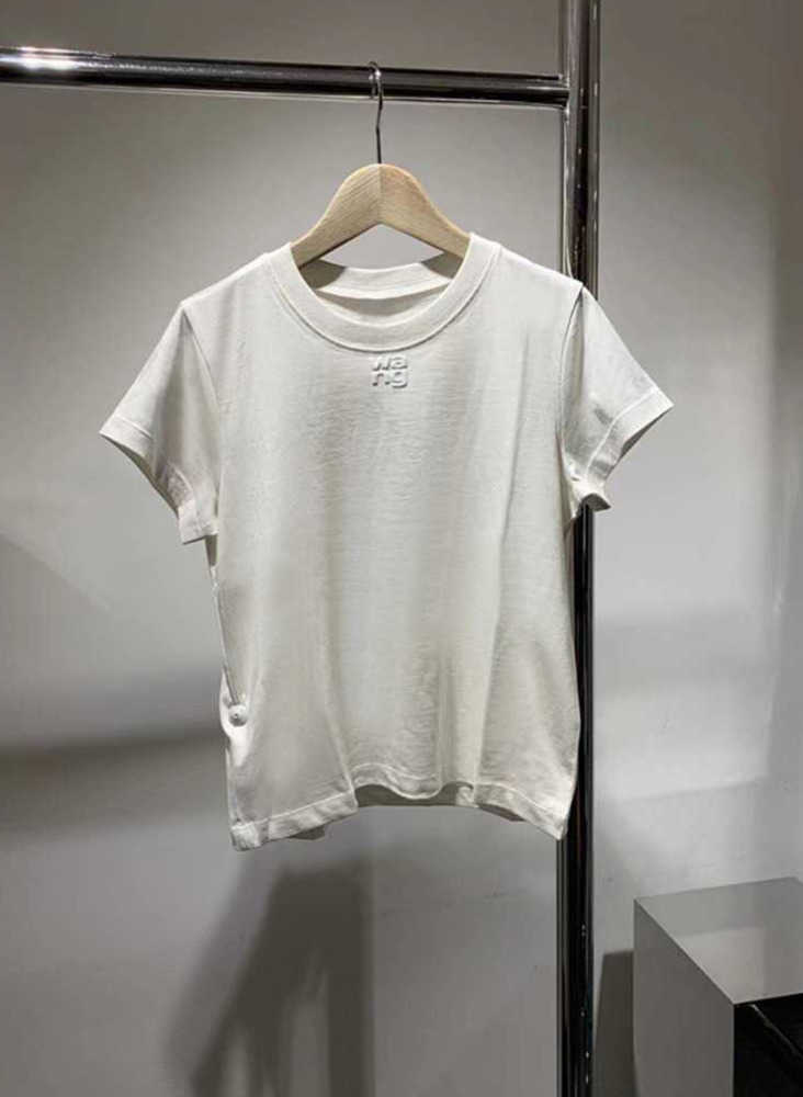 Aw king 2023 spring designer summer new women's cotton top foam letter printing wang old short-sleeved t-shirt High quality23ess