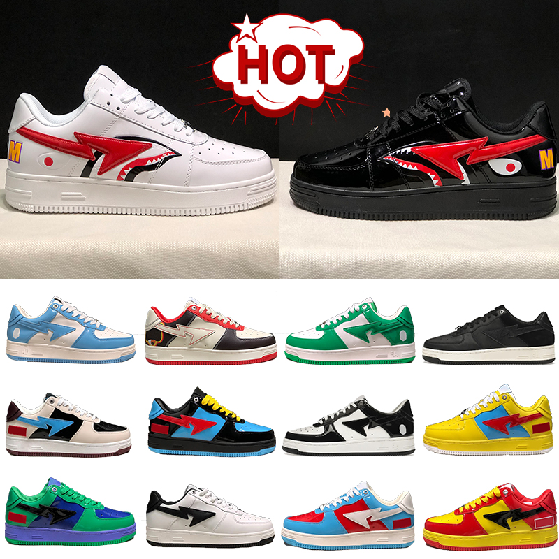 

2023 Apes Sta Low men women Casual Shoes Designer Nigo Bathing mens sneaker Grey Black Patent Leather Green White ABC Camo Blue Pink Suede women sneakers GAI, #32- comics sail black blue