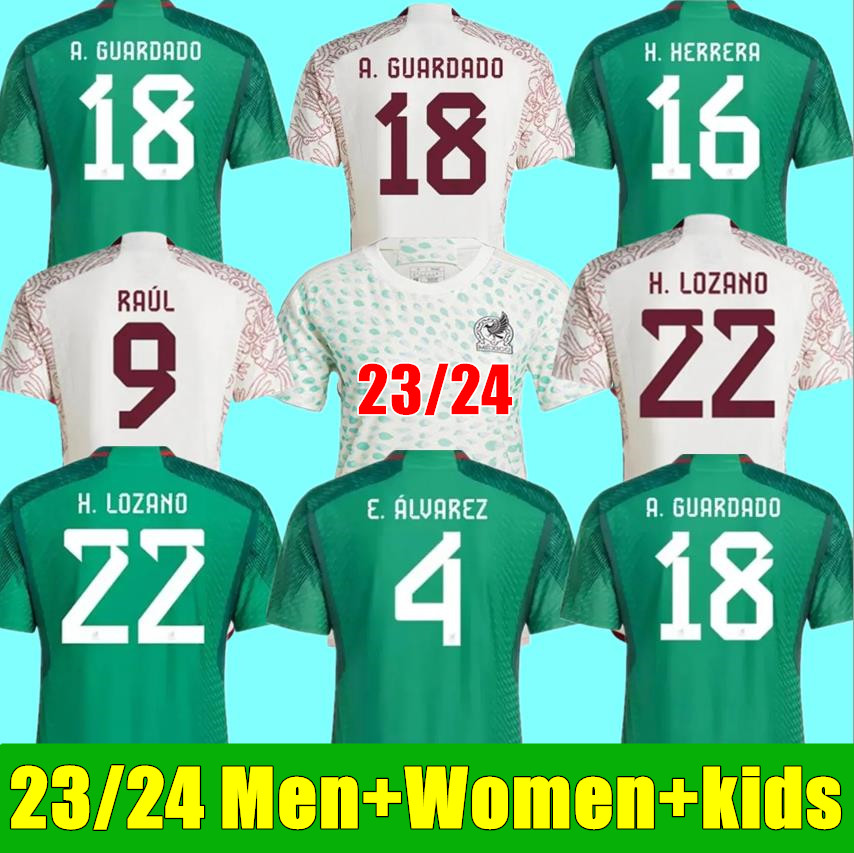 

2023 Mexico soccer jersey fans version H.LOSANO CHICHARITO G DOS SANTOS RAUL 20 21 C. VELA football shirt tops men and kids women sets uniform long sleeves, 23/24 adult home
