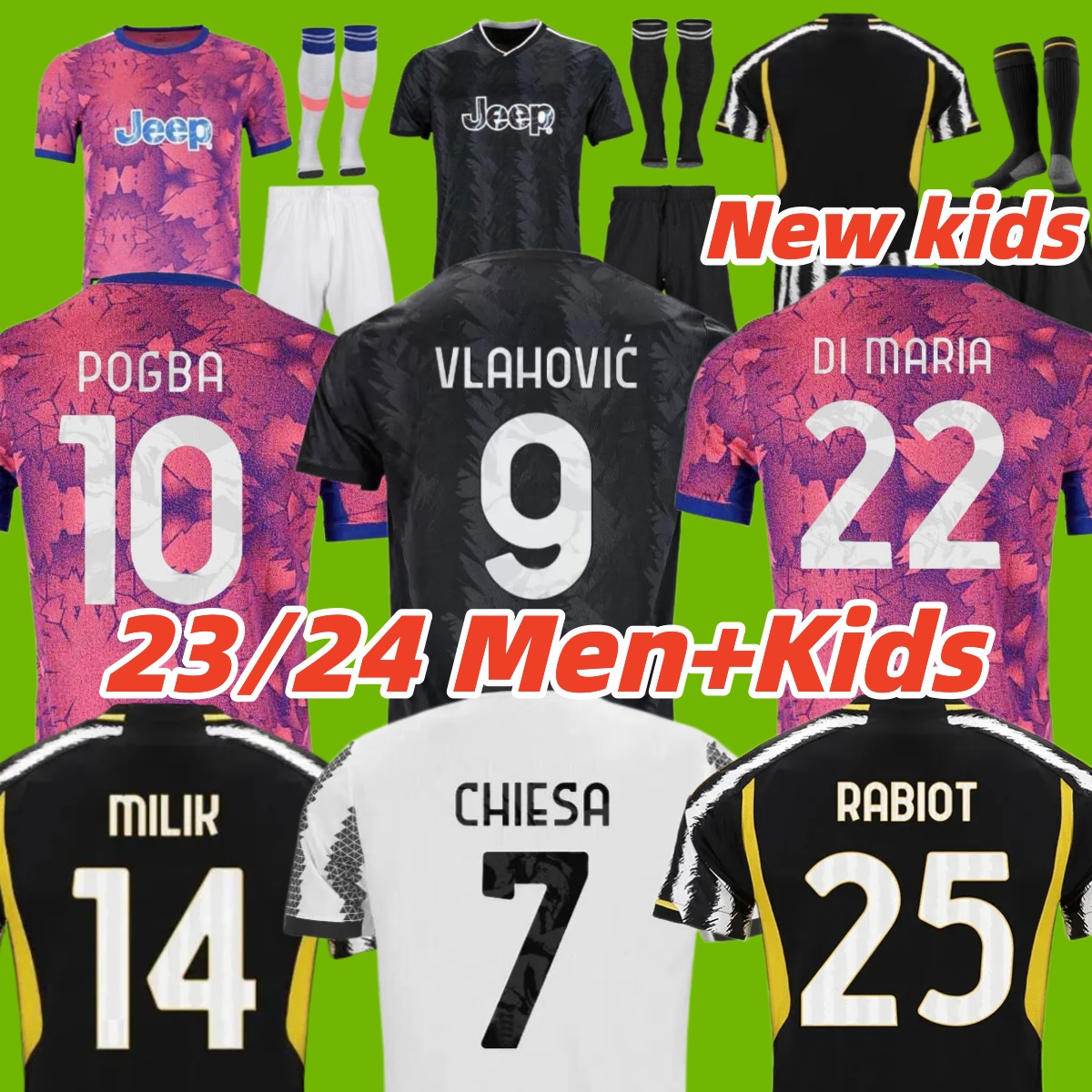 

23/24 VLAHOVIC CHIESA Maglia JuVenTuSE Soccer Jerseys MILIK POGBA men kids kit BONUCCI football shirts MCKENNIE DI MARIA RABIOT maillot de Juve 2023 2024 uniforms, 22 23 home adult