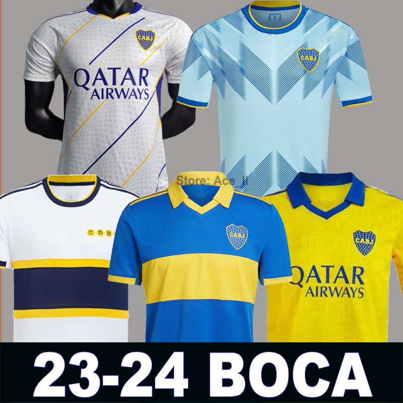 

22 23 24 Boca Juniors CARLITOS soccer jerseys 2023 2024 Benedetto VILLA MARADONA SALVIO MEDINA VARELA Tercera Salvio home away third football shirt Men kids kit, 22-23 away