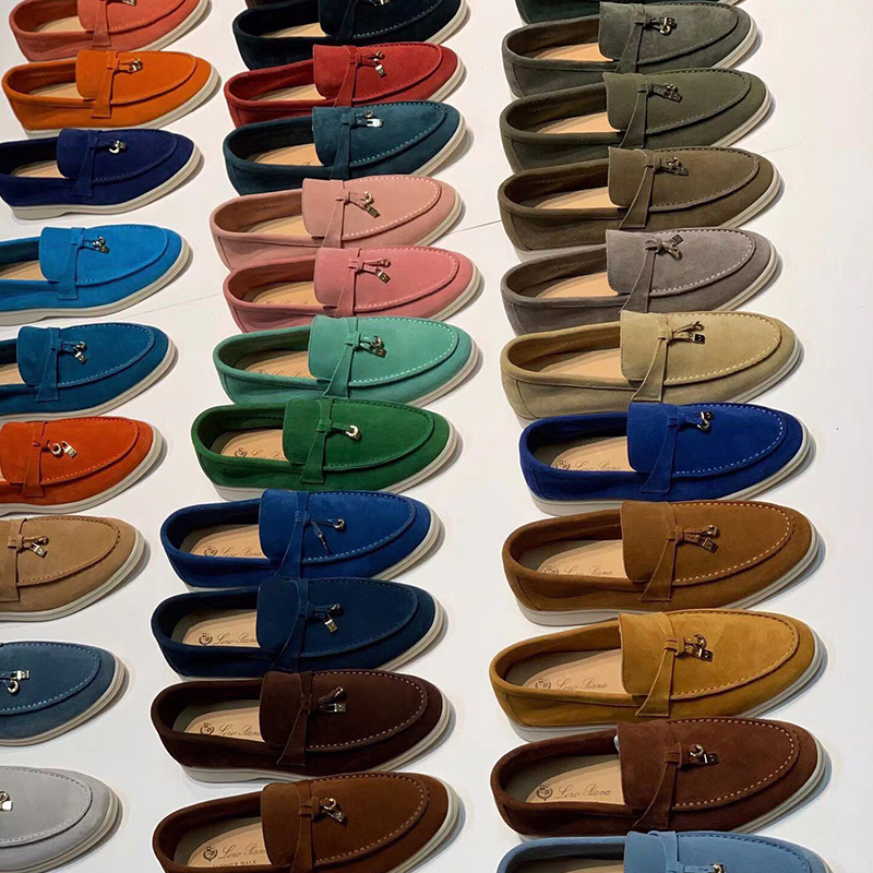 

LP PIANA Shoes Summer Stroll Charm Suede Loafers Moccasins Apricot leather for men and women couples luxury designer Flats Comfortable non-slip casual shoes
