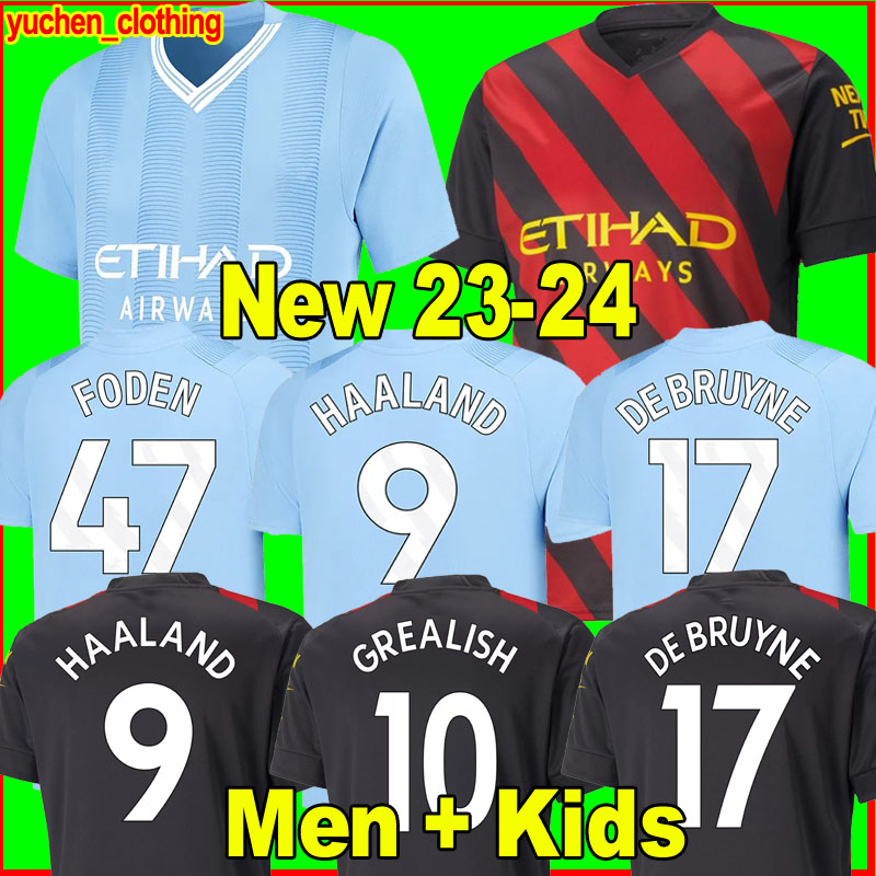 

23 24 HAALAND soccer jerseys DE BRUYNE PHILLIPS MANS CITIES GREALISH STERLING MAHREZ FODEN Manchesters 2023 2024 fans player version football shirt men kids kit, 23-24 home