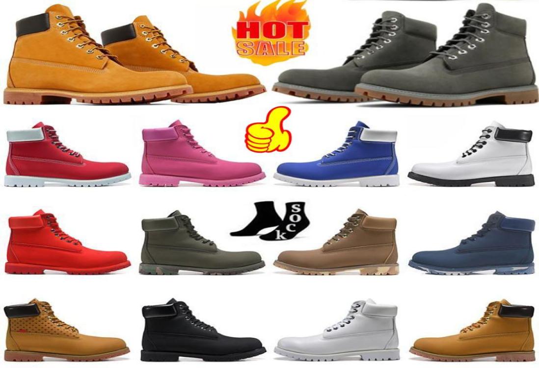 2023 Designer Martin Bottes en bois Hommes Femmes TBL bottine Chaussures en cuir de luxe pour cow-boy Jaune Rouge Bleu Noir Rose Randonnée travai