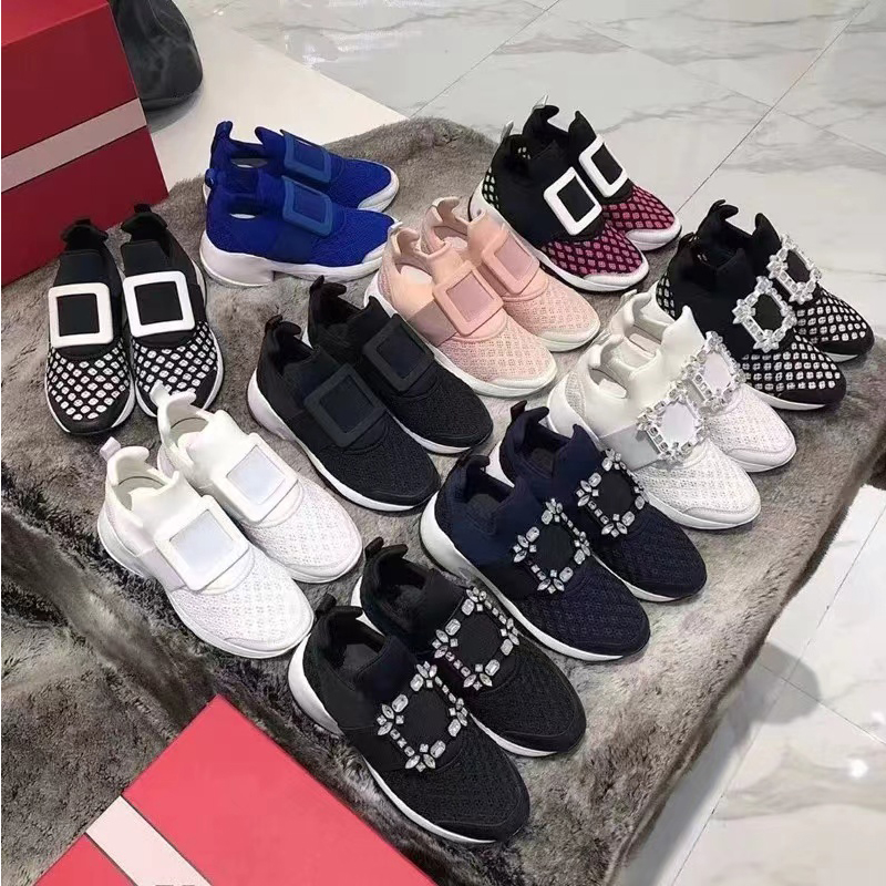 

Designer casual shoes Luxury quality women's shoes mesh cloth breathable comfortable soft sneakers rhinestones sparkling shoes non-slip elevating walking shoes
