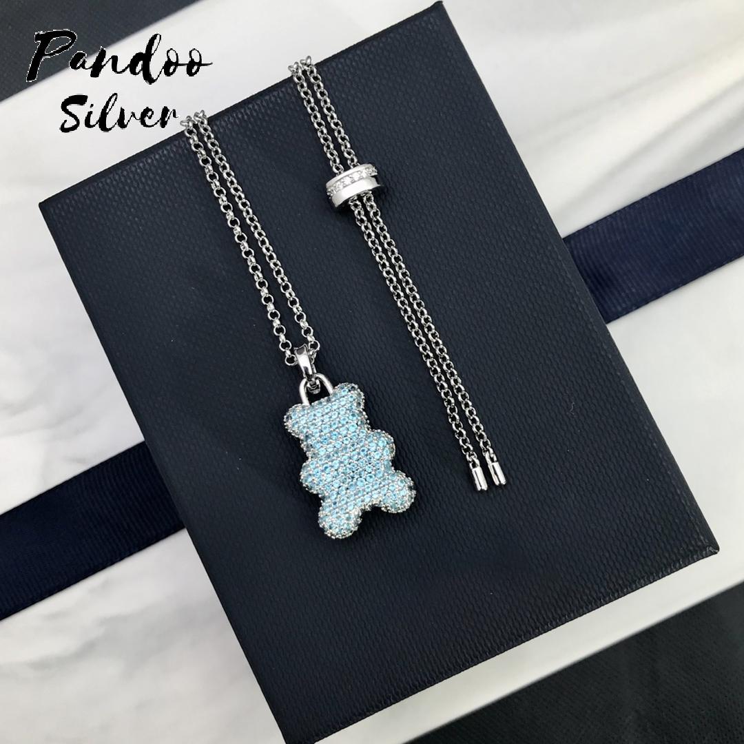 

Necklaces Fashion Charm Sterling Silver Original Jewelry YUMMY Multicolor Cute Childlike Teddy Bear Pendant Necklace For Women Luxury Gift