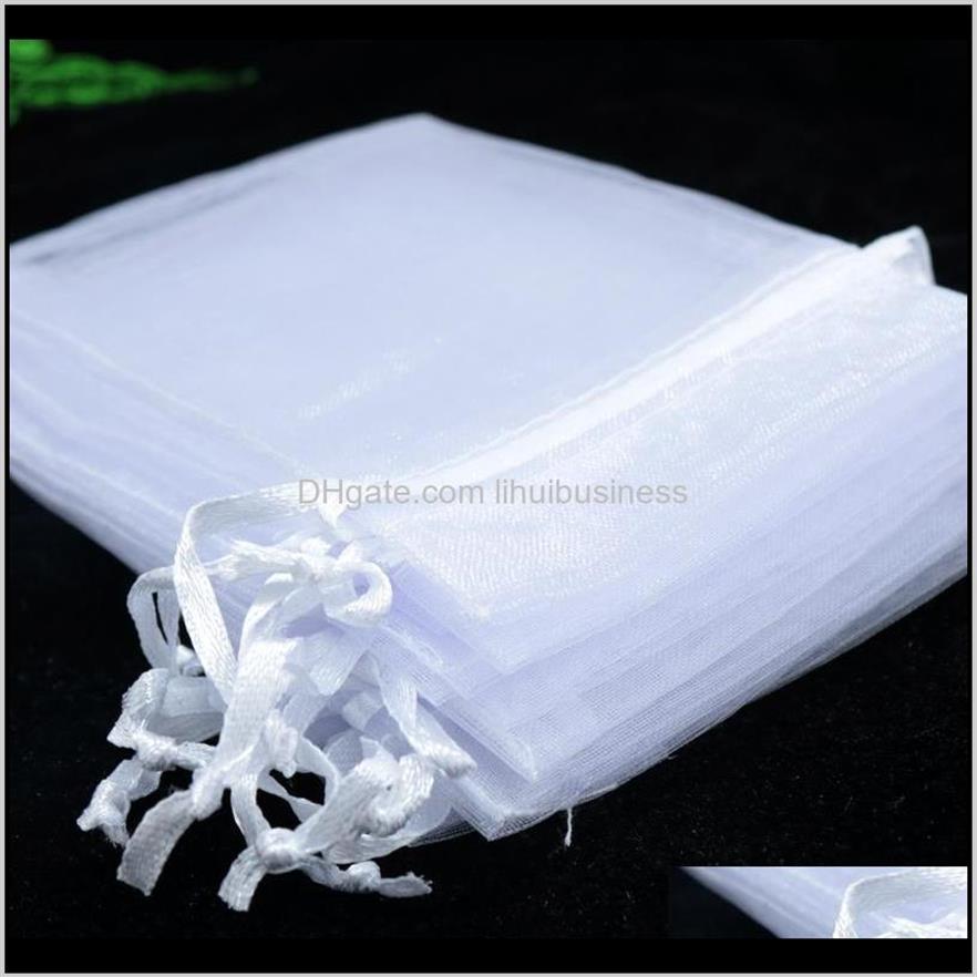 

Pouches Packaging Display 15x20cm 100Pcs White Color Package Jewelry Large Dstring Pouches Organza Gift Bags For Weddin258C