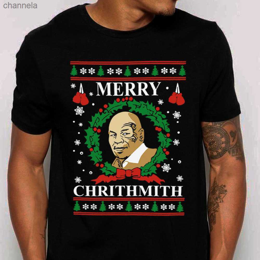 Men's T-Shirts Merry Chrithmith Ugly Christmas T Shirt Funny Mike Tyson Parody Cotton Short Sleeve O-Neck Unisex T Shirt New S-3XL Z260207-image-867550543