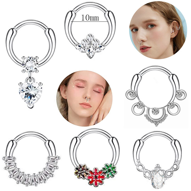 Nose Rings Studs Hoops for Women Medical Stainless Steel Piercing Body Jewlery Wholesale 2023 New Silver Color Zircon Waterdrop