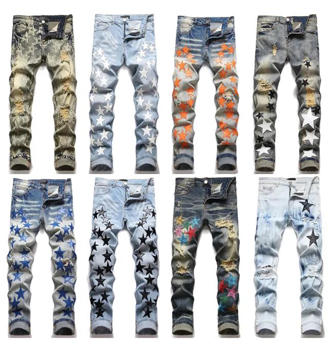 

23SS Designer Mens jean Distressed Ripped Bikers Man Luxury amiri Jeans Slim Fit Motorcycle Biker Denim For Men pant, 21