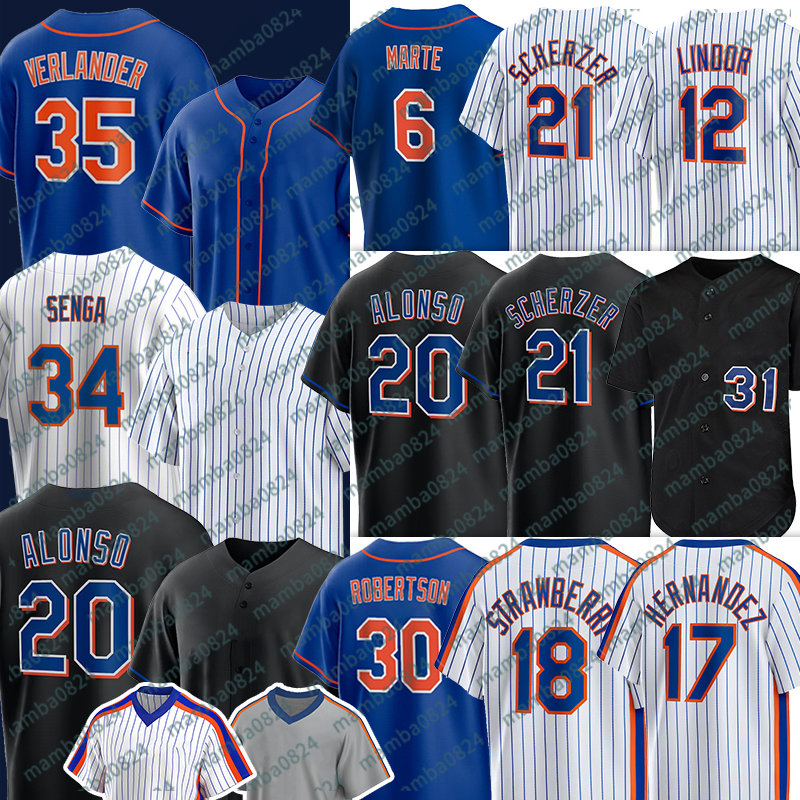 

35 Justin Verlander Baseball Jerseys Mets 34 Kodai Senga Pete Alonso Starling Marte Max Scherzer Francisco Lindor David PetersonJose Quintana Omar Narvaez, Men(da du hui)