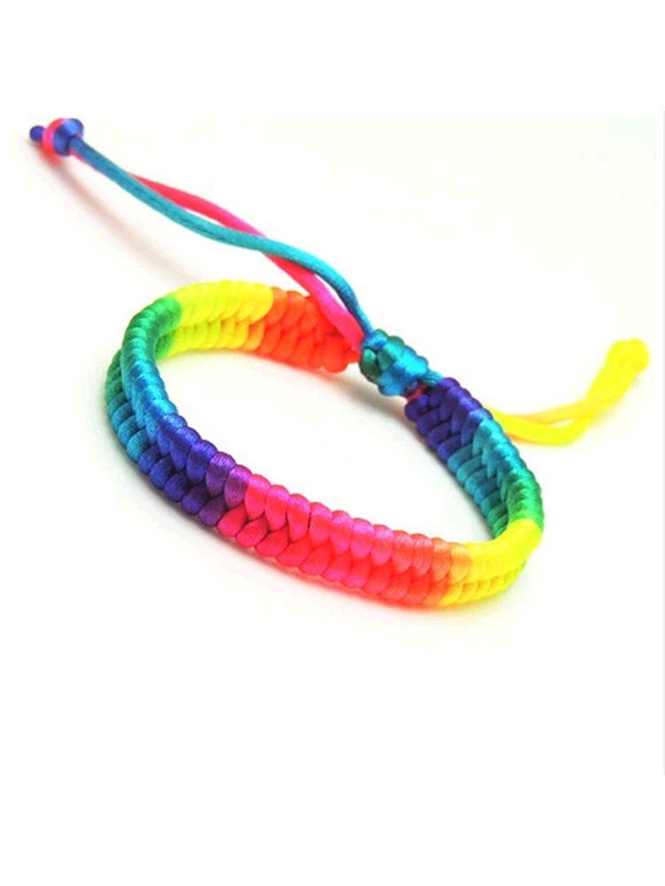 

Bangle 100pcs Wholesale Pulsera Gay Pride Woven Rainbow Bracelets Hot Rainbow Color Jewelry Lesbian Bracelets Men Women Collares