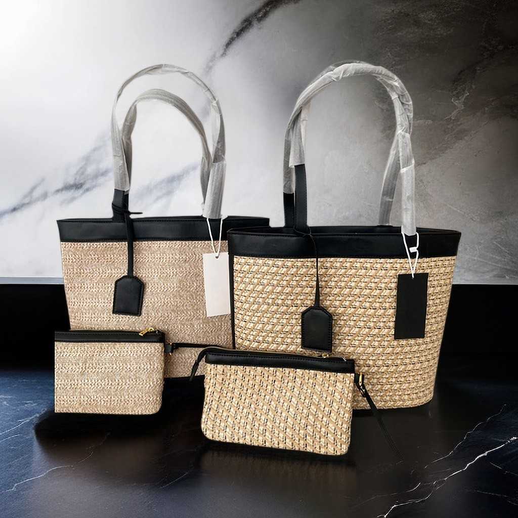 

Straw tote Bag with phone bag Weave Crossbody Bags Luxury Women Flap Wallet Two Genuine leather Shoulders Strap Interior Zipper Pocket Middle Ancient Letter, Style 1