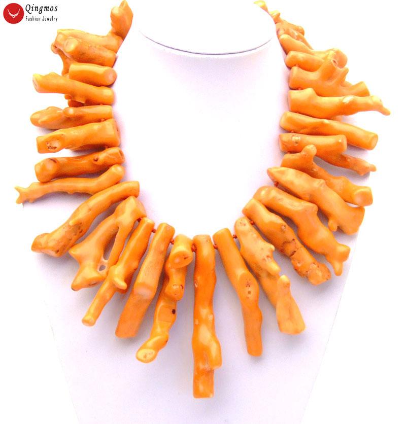 

Necklaces Qingmos Natural Orange Coral Necklace for Women with Genuine 5070mm Branch Shape 18" Coral Chokers Necklace Fine Jewelry