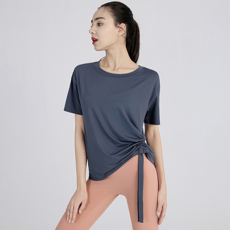 

Short sleeve quick-drying T-shirt slimming fitness suit morning run loose sports workout tops for women shirts athletic tops activewear black white Yoga clothes girl, Yellow