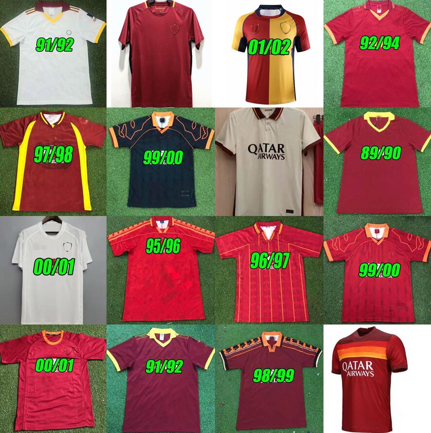

1989 91 92 93 94 95 96 97 98 99 00 AS Romas retro soccer jerseys 2001 02 05 06 17 18 TOTTI NAKATA BATISTUTA Candela Montella BALBO DE ROSSI rome Maglia da calcio, 2012 away jersey