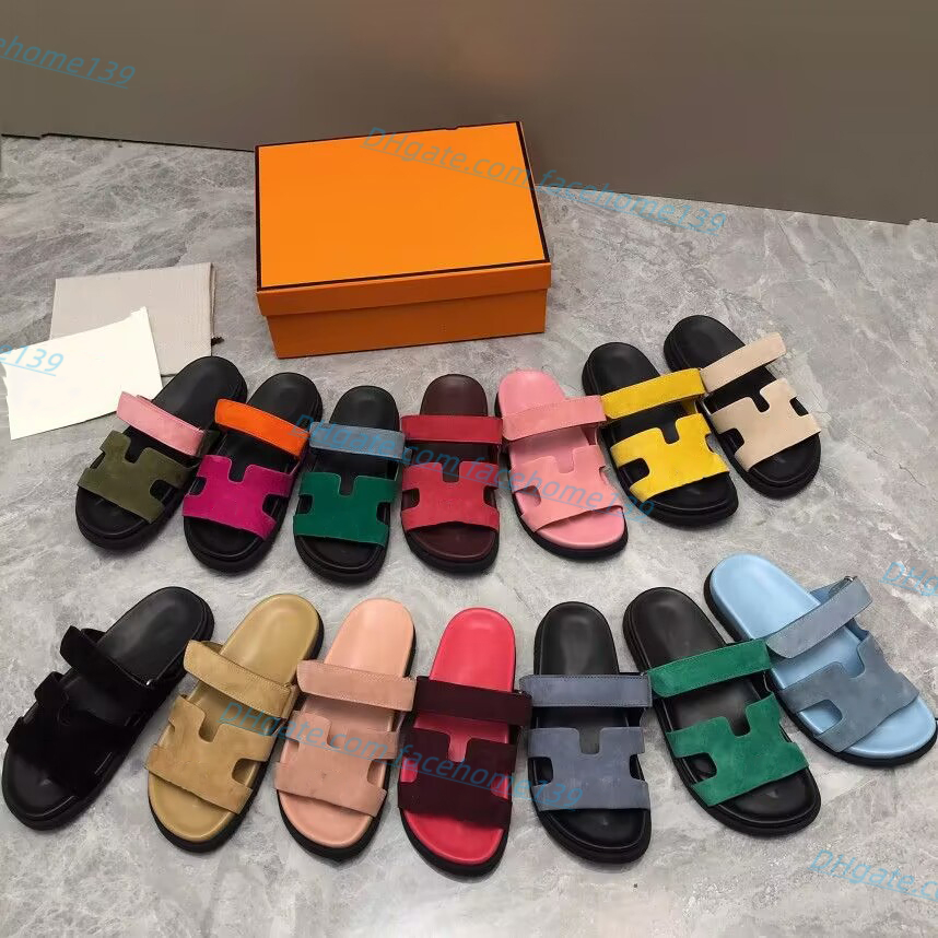 

Designer Chypre Sandals Men Women Genuine Leather Sandals Suede Slippers Thick Bottom Flip Flops Summer Calfskin Slipper Platform Slides, #11