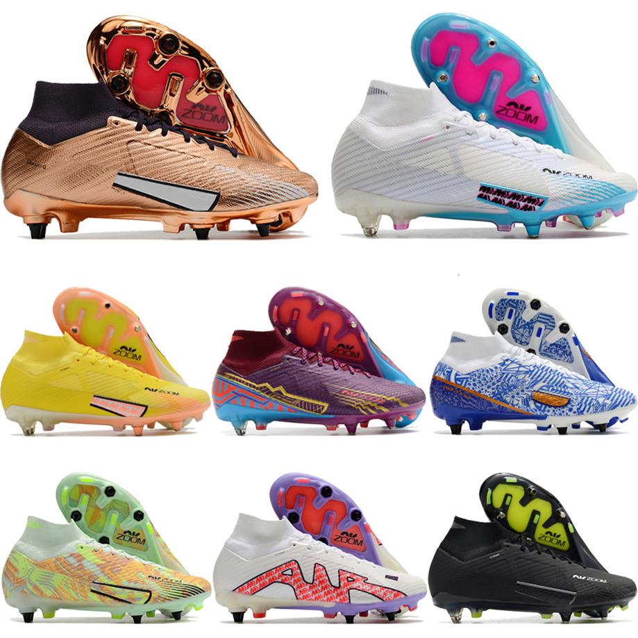 

Send With Bag Quality Soccer Boots Zoom Mercurial Superfly 9 Elite SG Metal Spikes Movable Unmovable ACC Socks Football Cleats Mba319x, Movable 6
