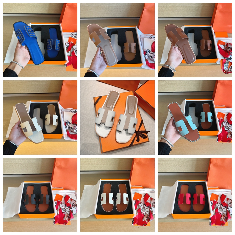 

Designer Orange Slippers Luxury sandal women Slides Flat Flip Flops Crocodile Skin Slide Ladies Beach Sandal Summer Genuine Leather Slipper Shoes
