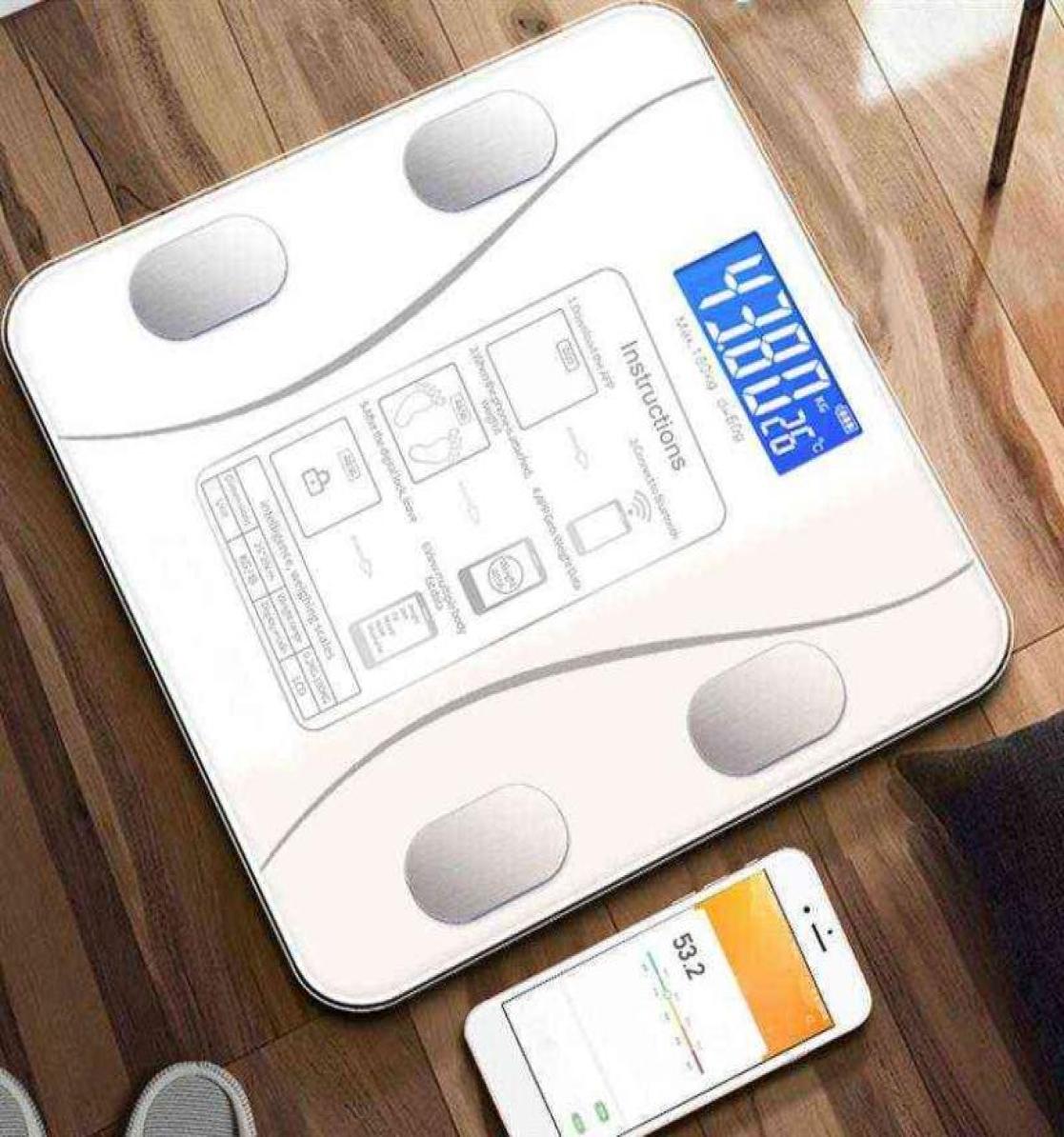 

Bathroom Scale Bluetooth Digital Weighing Body Fat Scale Composition Analyzer LED Display Smart Wireless Electronic Body Scales H15668050, Blue