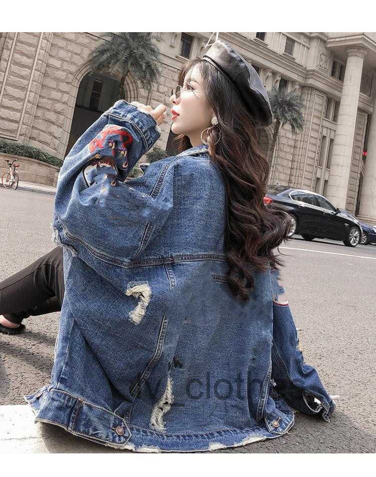 

Women's denim jacket, women's clothing designer clothing, street clothing, women's casual denim bomber jacket, long sleeved oversized women's clothing jacket