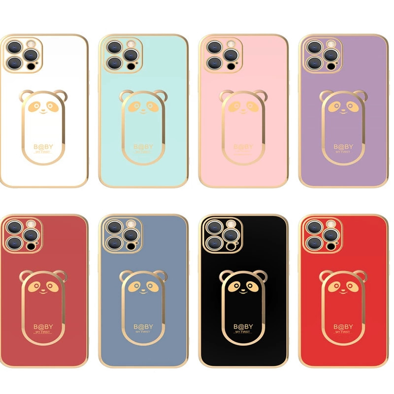 

Luxury Square Plating Bear Fold Stand Holder Phone Case For iPhone 14 13 12 Mini 11 Pro XS Max X XR 6 6S 7 8 Plus SE2 Soft Cover