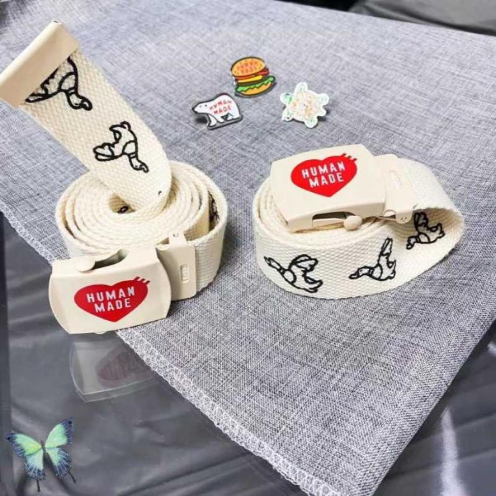 

Belts Unisex Human Made Love Letter Duck Double Sided Canvas Belt with Metal Buckle T2209295103126, Black