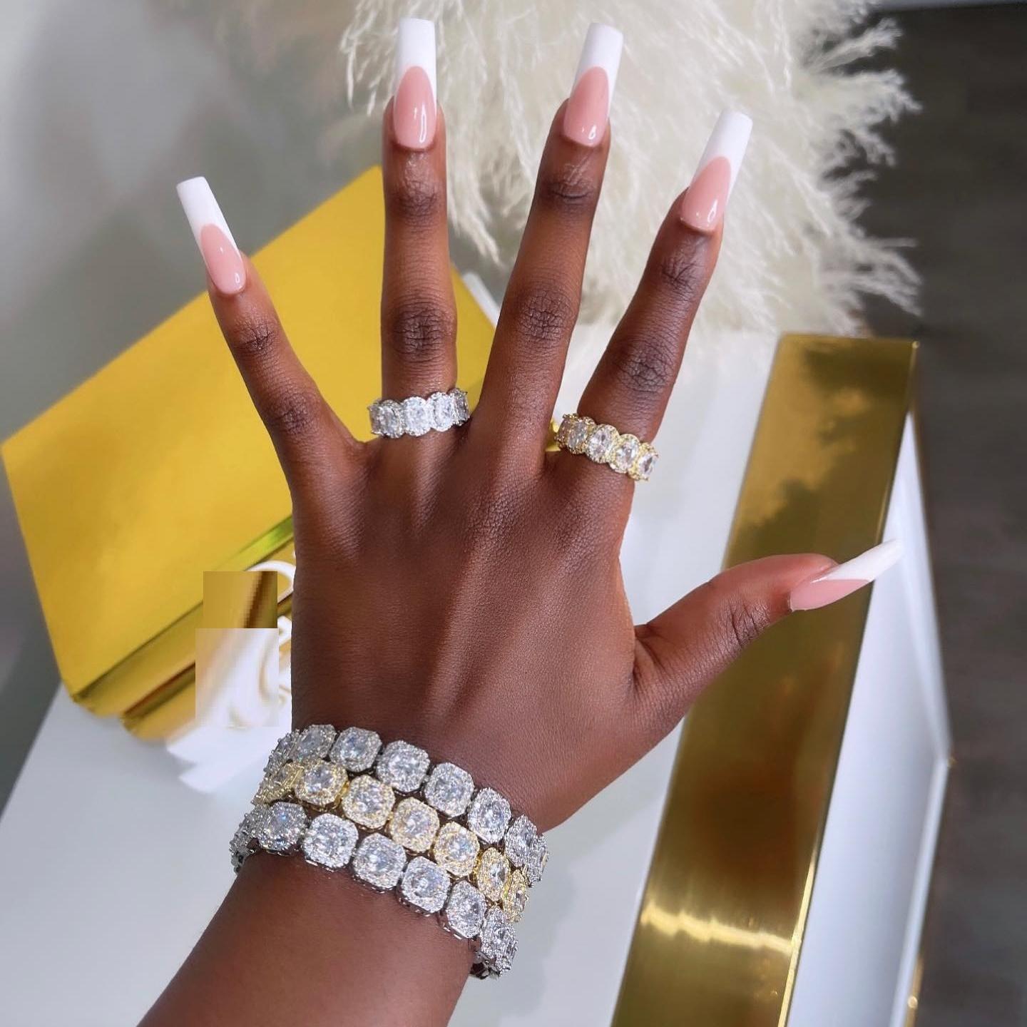 

Bangle Iced out bling cz women jewelry 5A cubic zirconia cz cluster tennis chain bracelet ice girl women jewelry