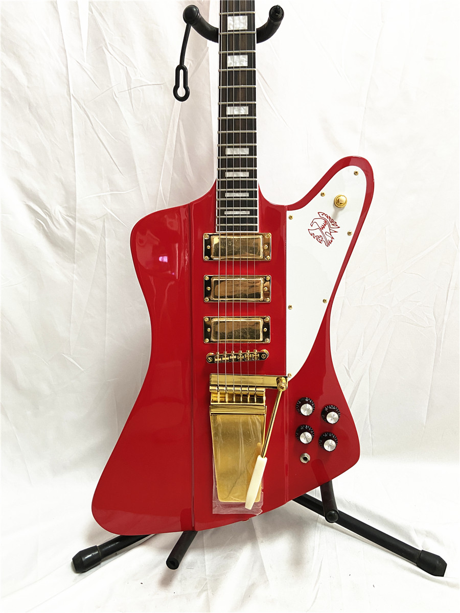 Classic Red Custom version 6-string electric guitar with gold Vibrato accessories can be customized for free shipping